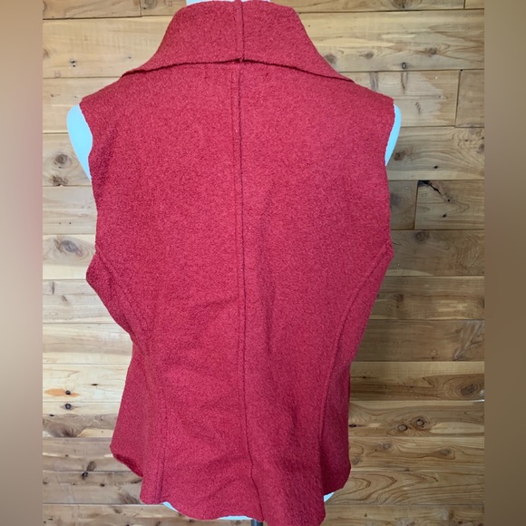 Cut Loose Boiled Wool Orange Vest with Pockets Size M - Picture 2 of 4
